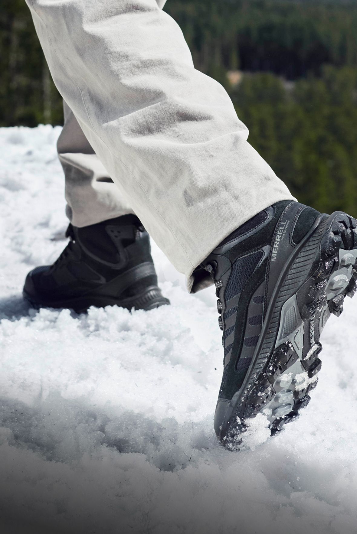 Closeup of a Merrell boot